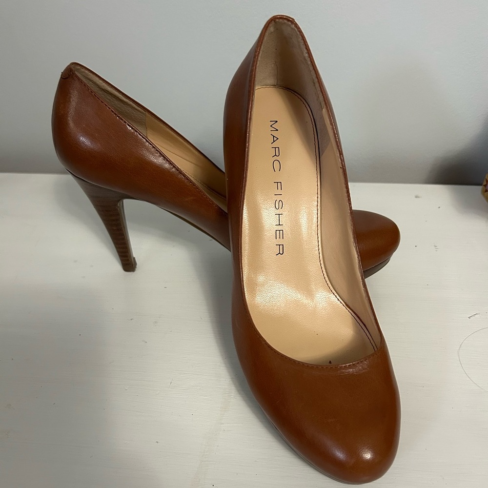 Marc Fisher Brown Leather Heels